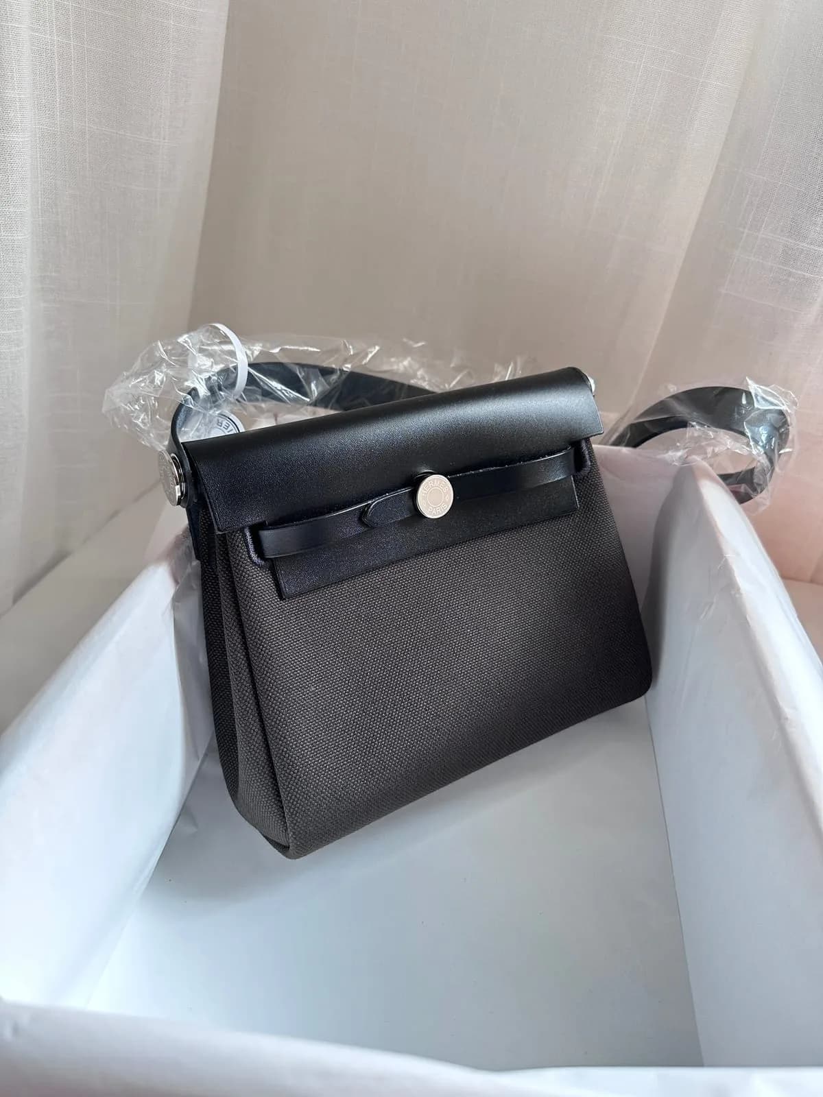 Hermès Mini Herbag 20 Dark Bronze/Black PHW