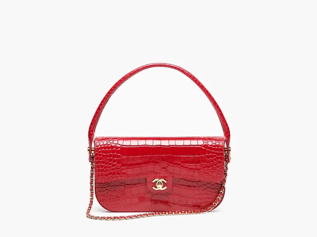 Chanel Flap Bag With Top Handle Dark Red