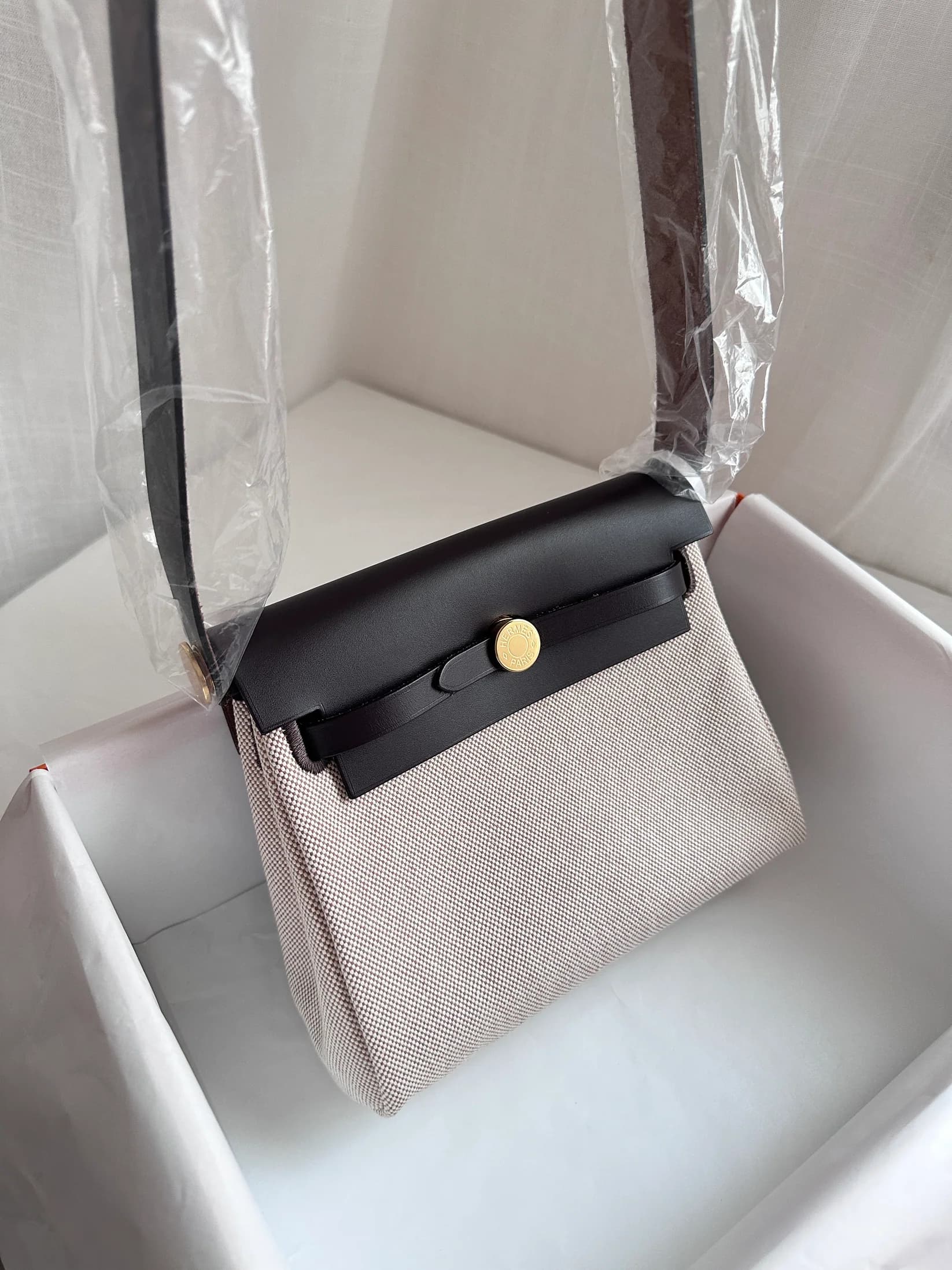 Hermès Mini Herbag 20 Ecru/Beige/Ebene GHW