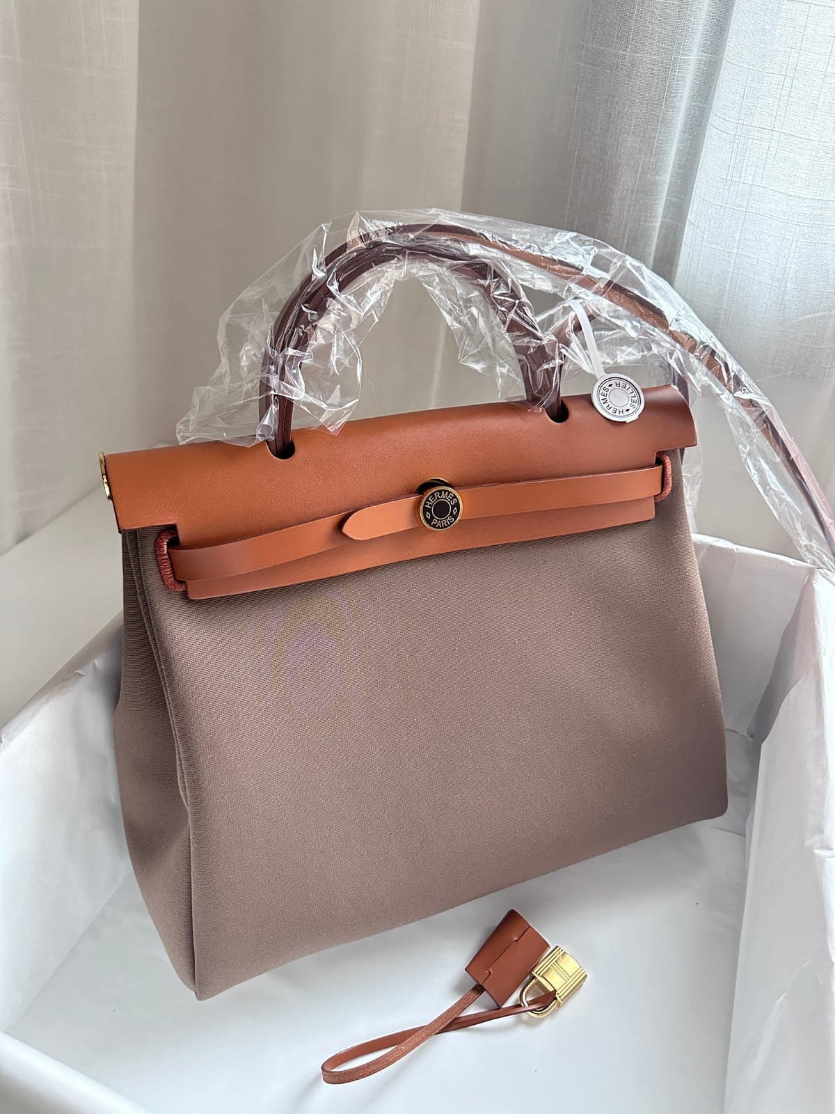 Hermès Herbag 31 Etoupe/Fauve/Ebene Laque