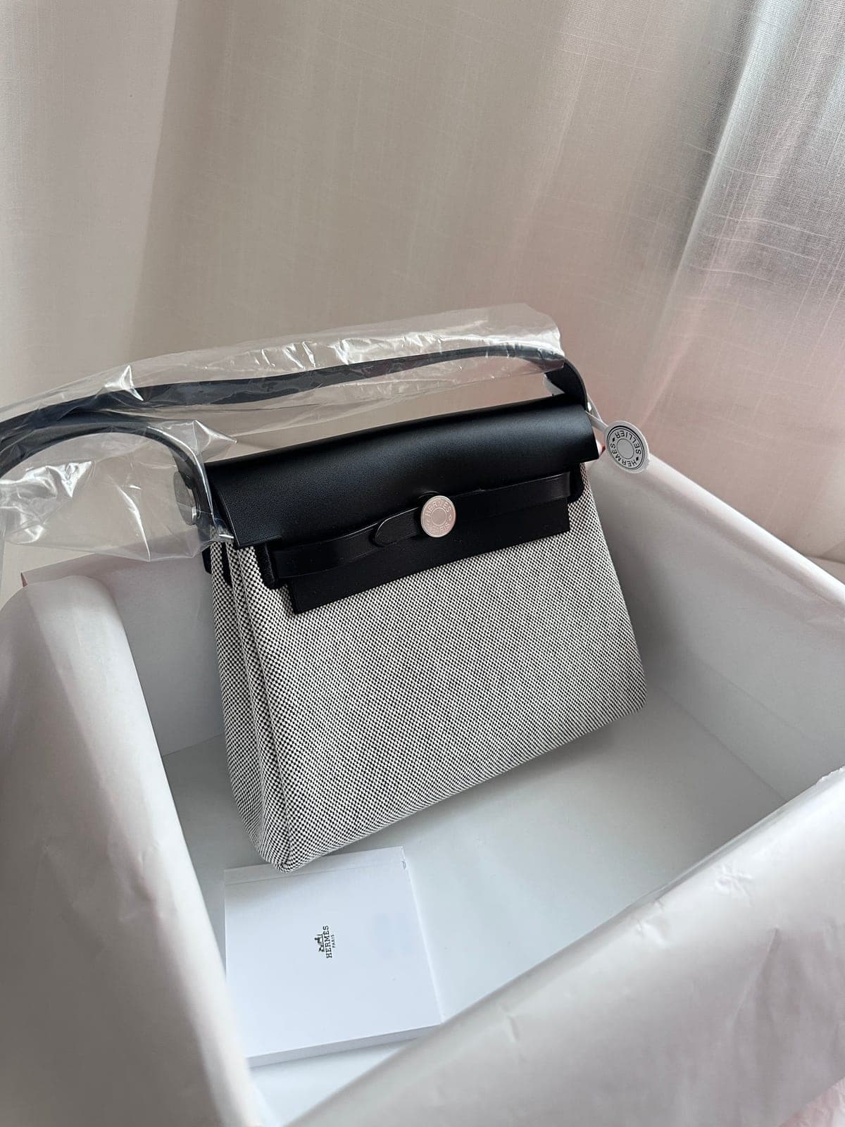 Hermès Mini Herbag 20 Ecru/Black PHW