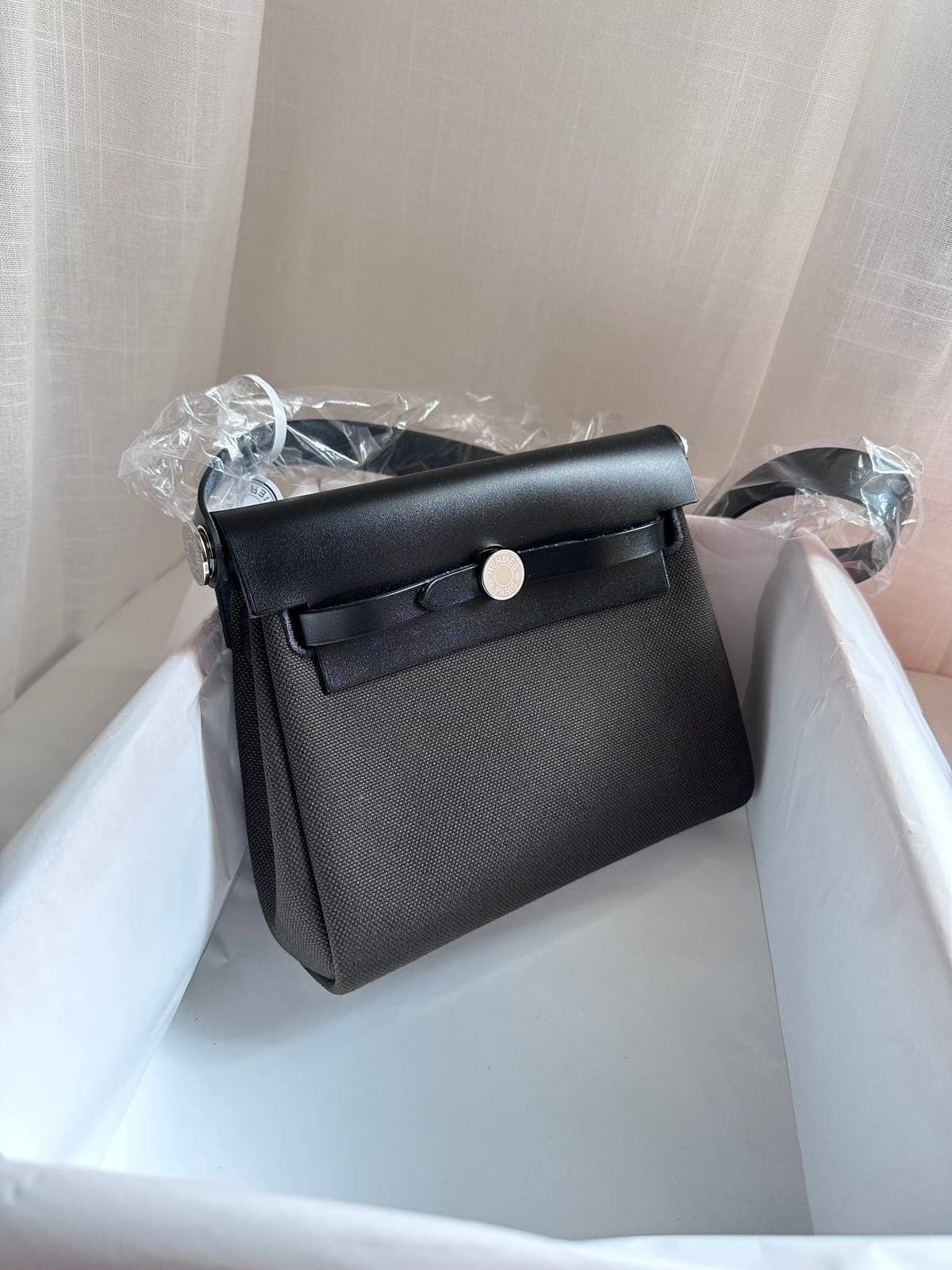 Hermès Mini Herbag 20 Dark Bronze/Black PHW